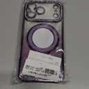 Magnetic Kickstand Glitter Case for iPhone 17 Pro Max,[Compatible with Magsafe] Cute Bling Sparkly Rhinestone with Camera Protector Makeup Mirror Women Girls Case for iPhone 17 Pro Max,Purple