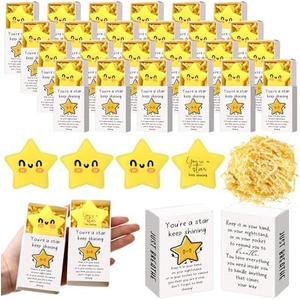 Wettarn 36 Sets Star Positive Gifts Cute Stress Balls with Gift Boxes Inspirational Party Favors for Employee Coworker Students Relief Toys, You are a Star Keep Shining