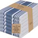 Urban Villa Kitchen Towels 100% Cotton Dish Towels for Kitchen (Set of 6) 20x30 Dish Cloths Highly Absorbent Kitchen Linen Set with Hanging Loop Perfect for Drying Dishes Cleaning Towels-Blue White