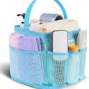 2 Pack Mesh Shower Caddy Portable for College Dorm Room Essentials, Shower Caddy Dorm with 8-Pocket Large Capacity,Shower Bag for Beach,Swimming,Gym (All Ice Blue)