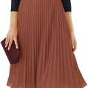 Women's Casual Skirts Summer Pleated A Line High Waist Below Knee Elegant Zipper Skirt,  Medium