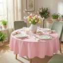 Sancua 60 Inch Round Tablecloth (Fits 20-48 Inch Tables), Water Resistant Spill Proof Washable Polyester Table Cloth Decorative Fabric Table Cover for Dining, Buffet Parties and Camping, Pink