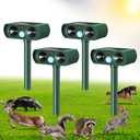 4 Pack Ultrasonic Animal Repellent Outdoor Deer Repellent Devices Solar Animal Repeller Motion Activated Deterrent to Scare Cat Squirrel Rabbit Raccoon Skunk for Yard Lawn