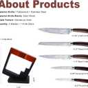 5 Piece Kitchen Knife Set with Block - High Carbon Stainless Steel Sharp Blade Chef Knives Sets with Ergonomic Wood Handle, Kitchen Knife Block Set for Home Cooking -5 (Ripple Texture)