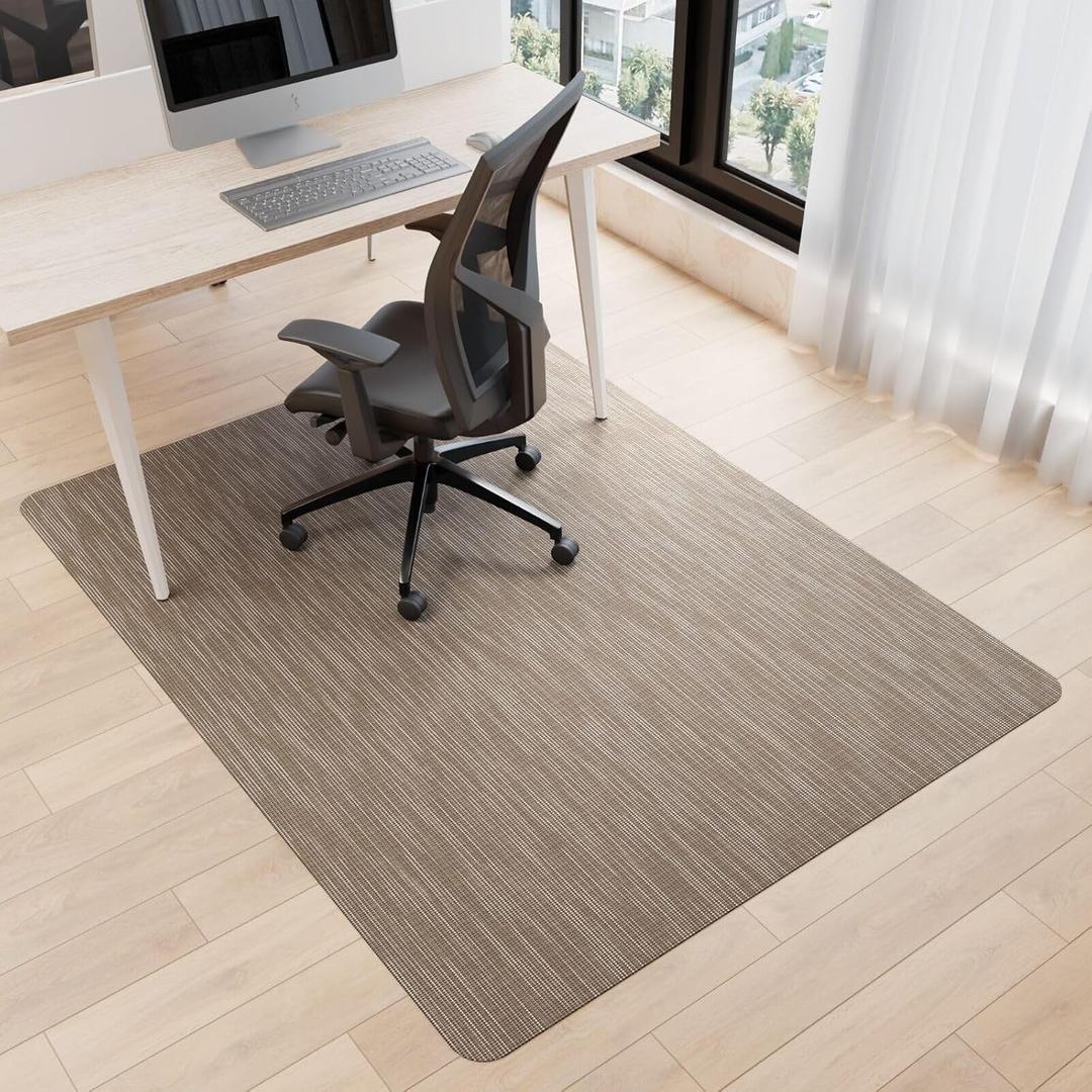 Office Chair Mat for Hardwood Floor, 46" x 60" Desk Computer Chair Mats for Hard Wood, Anti-Slip Easy Glide Rolling Floor Protector Mat, Under Desk Mat for Home Office, Dark Brown, 46" x 60"-Rectangle