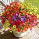 2 x Alupssuc 20 Bundles Artificial Daisies Flowers Fake Silk Plant for Indoor Outdoor Decor, UV Resistant No Fade Faux Spring Flowers for Garden, Porch & Patio Decoration,RedRosyPurpleYellowOrange