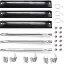 Grill Parts for Char-griller Replacement Parts, Chargriller 5050, 5650, 3001, 3072, 5072, 3030, 3008, 5252, 3000, 4000 Gas Grill Model, Porcelain-enameled Heat Plate, Burner, Ignitor, Hanger Brackets. (Porcelain Steel with Igniters)
