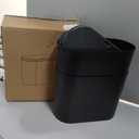 3.17 Gallon Thin Small Black Bathroom Trash Can with Lid,12L Small Pet/Dog Proof Slim Trashcan and Skinny Covered Trash Can,Plastic Covered Wastebasket,Garbage Can for Kitchen,Office,RV,Bedroom