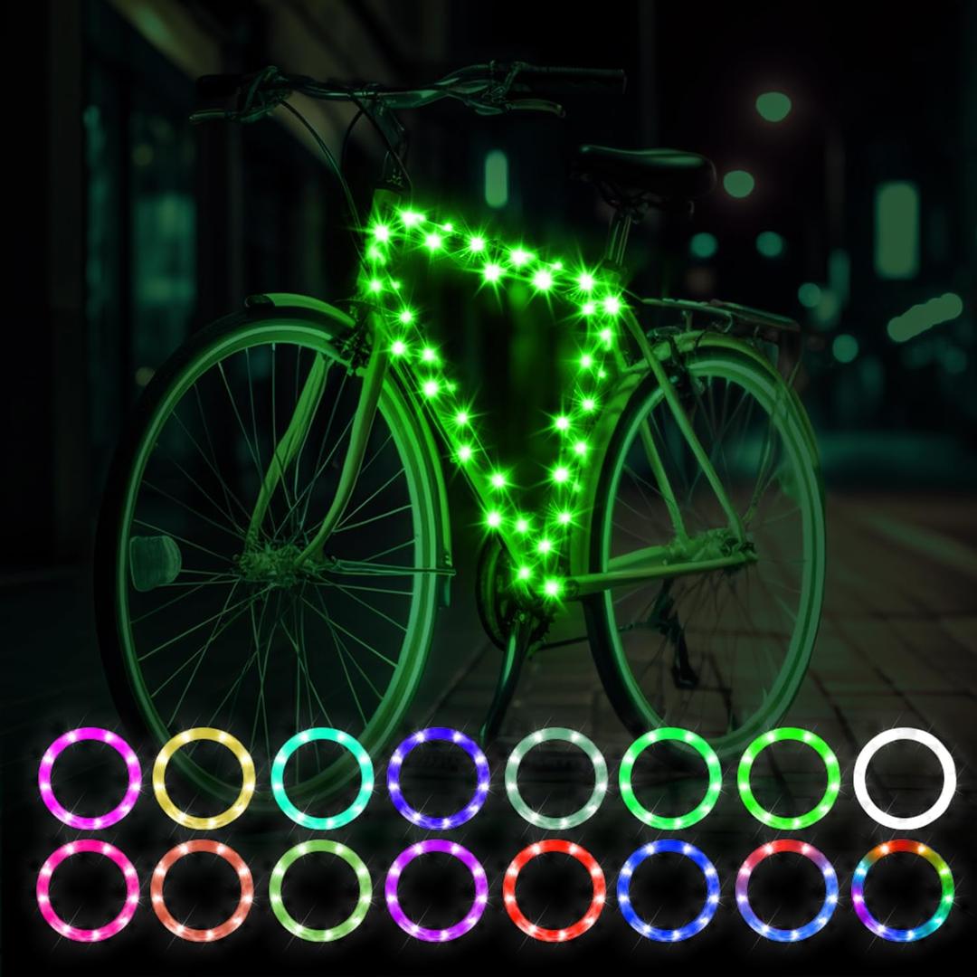 Bike Frame Light, LED RGB Waterproof Remote Control 16 Color Change Ultra Bright Bicycle Lights Keeps Your Ride Fun and Safe at Night Gifts