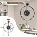 Large Modern Wall Clock,Wall Clocks for Living Room Decor,Classical Metal Minimalist Roman Numeral Dial,Big Decorative Farmhouse Pendulum Wall Clock With Walnut Pointers for Office,Dining Room (20x31 inch, Black)