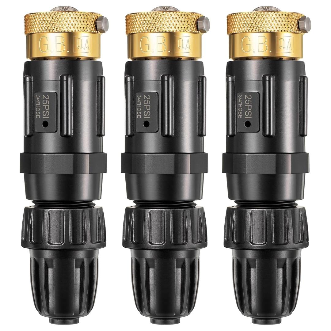 Feekoon 3 Set 25 Psi Drip Irrigation Faucet Adapter Kit 1/2'' Irrigation Tubing to 3/4'' Faucet Water Pressure Regulator Backflow Preventer with Filter, Drip System Parts