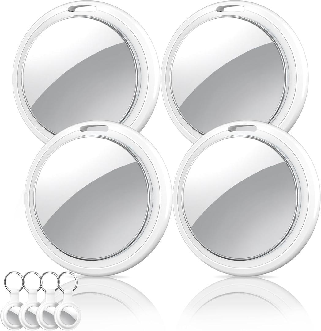 Air Tracker Tags-4 Pack, Item Finders Works with Apple Find My(iOS Only), Air Tracker Tags with 4 Case, Bluetooth Tracker Keys Finder and Item Locator & GPS Trackers for Kids/Pets/Dog/Luggage/Wallet (White)