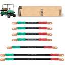 10L0L Golf Cart Battery Cables 4 Gauge Pure Copper for EZGO TXT 36V & 48V (1994-Up), Heavy Duty Golf Cart Wiring Kit with Tinned Copper Lugs, Enhanced Conductivity & Durability - 7 PCS AC/DC Wire Kits