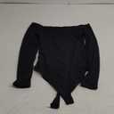 SUUKSESS Women Off the Shoulder Long Sleeve Bodysuit Double Lined Thong Bodysuit (Small, Black)