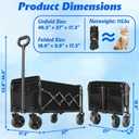 Wagons Cart Foldable, 360 Lbs with Adjustable Handle, Black Lightweight Portable, Collapsible Wagon for Beach Trip, Camping, Shopping, Sports, Travel, Picnic and Grocery (Black)