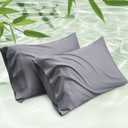 Bedsure King Size Pillow Cases Set of 2, Cooling Pillow Cases King, Rayon Derived from Bamboo Dark Grey Pillowcases, PureWoven Silky Soft Bedding Pillow Covers with Envelope Closure, 20x36 Inches