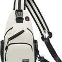 SUIKIHUM Convertible Sling Bags for Women Men, Lightweight Crossbody Backpack Daypack Fit for 11" Tablet for Casual Travel Sport Hiking (White)