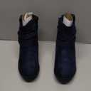 VJH Comfort Women's Mid Calf Boots, Round Toe Comfort Low Heel Slouchy Dress Booties with Buckle Strap Side Zipper(NAVY BLUE 6)