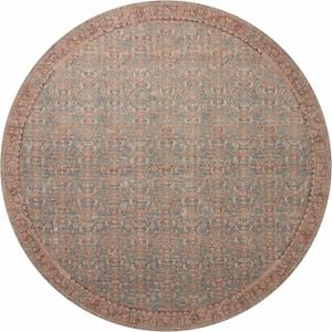 Loloi Angela Rose Aubrey Collection AUB-04 Blue/Terracotta 5'-0" x 5'-0", .19" Pile Height, Round Area Rug