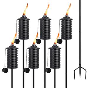 ZSZMFH 6 Pcs Metal Torch for Outside, 16 oz Outdoor Metal Torch Garden Dcor,59-Inch Upgraded Citronella Torches with 3-Prong Grounded Stake, Table Top Torches for Party Patio Pathway