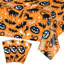 Oudain 3 Pcs 54×108 Inch Halloween Plastic Tablecloth Happy Boo Day Party Decoration Spider Web Orange Spider Bat Clown Disposable Plastic Table Cover Ghost Rectangular Banner for Indoor Outdoor