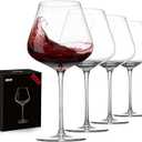 JBHO Set of 4-21 Ounce Hand Blown Italian Style Crystal Burgundy Wine Glasses - Lead-Free Premium Crystal Clear Glass - Gift-Box for any Occasion