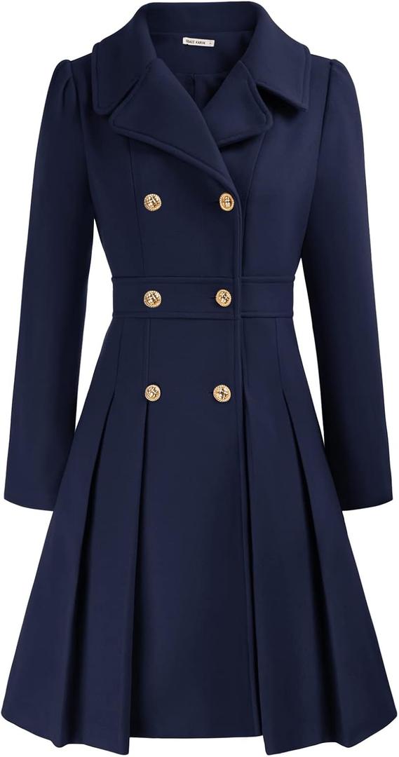 GRACE KARIN Lapel Double-Breast A Line Dark Blue Trench Coat Fall Jackets for Women 2XL