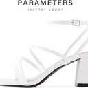 LACUONE Strappy Heels for women Block Heels Square Toe Chunky Ankle Buckle Pump Heeled Sandals