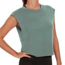 Womens Workout Crop Tank Tops Loose Sleeveless Summer T Shirts Oversize Active Yoga Gym Tee Y2k (XL)