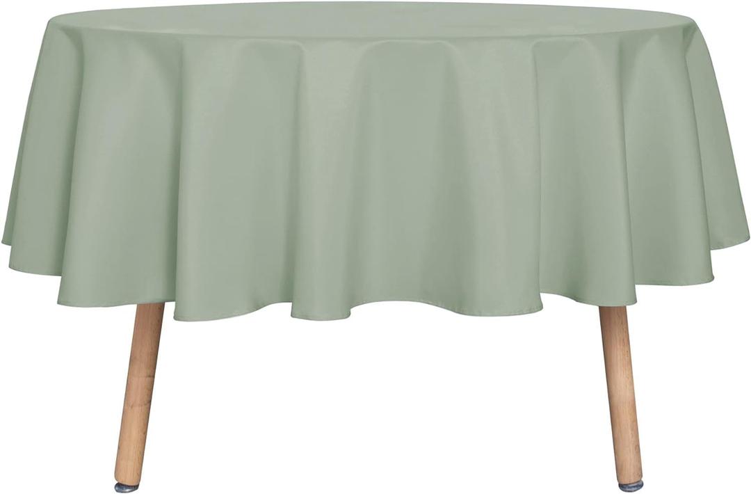 sancua Round Tablecloth - 60 Inch - Water Resistant Spill Proof Washable Polyester Table Cloth Decorative Fabric Table Cover for Dining Tables, Buffet Parties and Camping, Sage Green