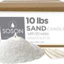 Simply Soson 10 lb White Unscented Pearled Candle, Sand Wax Candle, Long Lasting Powder, Refillable Natural Wax with 50 Wicks for Candle Making