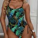 Viottiset Women's Ruched Plus Size One Piece Swimsuit Tummy Control High Cut Cheeky Bathing Suit Turquoise 3XL