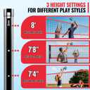 32 FT Volleyball Net Set for Backyard & Beach | Includes volleyball, pump, boundary lines, guide ropes, stakes and carry bag; 8, 7.8 and 7.4 FT settings for outdoor play
