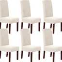 H.VERSAILTEX Stretch Dining Chair Covers Set of 6 Chair Covers for Dining Room Parsons Chair Slipcover Chair Protectors Covers Dining, Feature Textured Checked Jacquard Fabric, Ivory