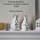 2 x Ceramic Christmas Tree Gnomes Decoration for Tabletop Christmas Decor Indoor, White Gnome Lighted Ceramic Trees Decor
