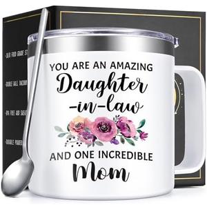 Lifecapido Daughter in Law Gifts from Mother in Law, 14oz Insulated Coffee Mug, Birthday Christmas Mothers Day Gifts for Daughter in Law, Cream