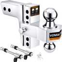 Adjustable Trailer Hitch-Drop Hitch Fits 2.5-Inch Receiver -6" Drop/Rise Tow Hitch with 2" and 2-5/16" Tow Balls-18,500GTW with Double Anti-Theft Pins Locks (Silver)
