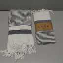 Ruvy Home Basics Turkish Hand Towels for Bathroom Set of 2 | 18"x40", Cotton | Decorative Towel for Bathroom, Kitchen, Dishcloth, Tea, Yoga, Face, Gym - Black (Modern - 2 Pack)