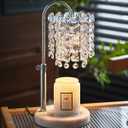 Candle Warmer Lamp with Timer Dimmer Adjustable Height Candle Warmer with Marble Base for Jar Candles, Crystal Candle Lamp with 3 Bulbs for New Home Decor, Women Mom Christmas Birthday Gifts, Silver