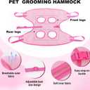 Dog Grooming Hammock - Breathable Pet Grooming Hammock for Small Dogs& Cats, Adjustable Dog Sling Harness with Nail Clippers& Nail File (Pink, X-Small)