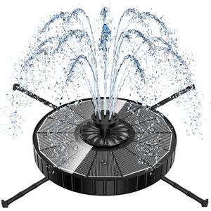Yzert Solar Fountain, 3-Level Adjustable Water Height, 3.5W Glass Powerful Outdoor Fountain Pump with Rotating Rods & 7 Nozzles for Bird Bath, Garden, Pond, Patio, Flower Pot (2026 Model, Black)