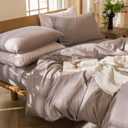 MooMee Bedding Duvet Cover Set 100% Washed Cotton Linen Like Textured Breathable Durable Soft Comfy (Heathered Mauve Brown, Queen 90"x90")