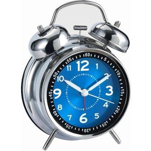 AKCISOT Loud Alarm Clock for Heavy Deep Sleepers, 4.5 Inches Analog Metal Twin Bell Clocks Battery Operated with Backlight for Bedroom Beside, Old Fashioned for Home Desk Decoration (Blue)