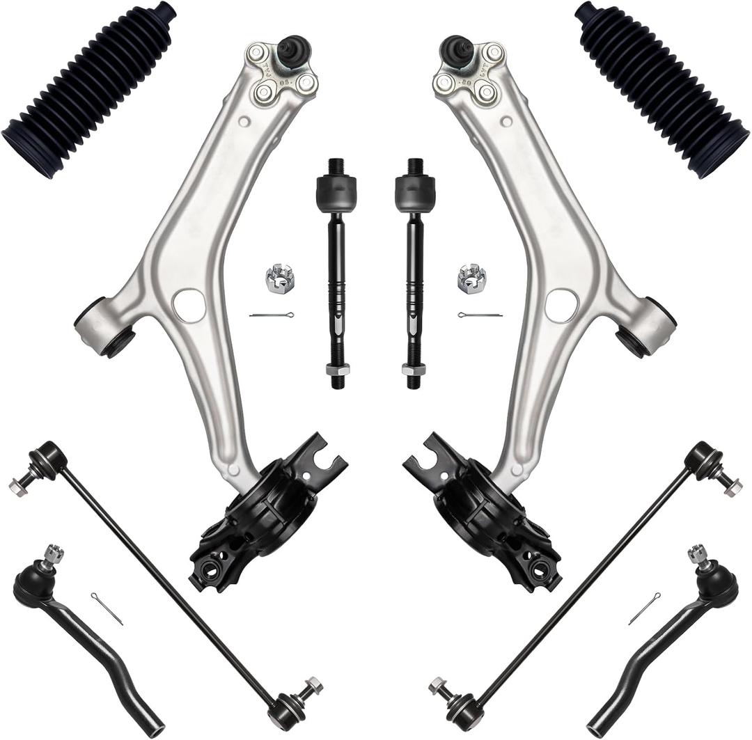 AUQDD 10Pcs Front End Suspension Kit Fit For 2018-2020 21-22 Ho-nda Accord, Lower Control Arm w/Ball Joint, Sway Bar Link, Outer & Inner Tie Rod End (# K623747 K623748 K750953 EV801520 ES801503)