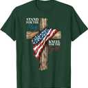 Stand for The Flag Kneel for The Cross Patriotic Faith T-Shirt, S