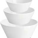 MALACASA Serving Bowls, Ceramic Mixing Bowls for Kitchen, 105/60/35 OZ White Bowls Set of 3, Microwave and Dishwasher Safe, Series Regular