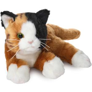 Bearington Callie Stuffed Cat Animal - 15" Realistic Calico Cat Plushies - Kitty Stuffed Animal with Soft Fur and Lifelike Details - Adorable, Cuddly Kitten Plush Gift for Kids and Toddlers (Orange, Black, White)