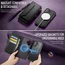 Strapurs for iPhone 16 Detachable Wallet Case Compatible with Magsafe for Women, RFID Blocking 9-Card Holder Zipper Wrist Strap Lanyard PU Leather Magnetic Phone Case for iPhone 16 6.1", Black
