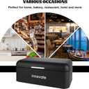 Modern Rustic Black Stainless Steel Bread Box, 16.1 x 8.9 x 6.3 inches, Roll Top Bread Storage Holder for Kitchen Countertop