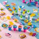 JOYIN 72 Pcs Easter Party Favors Set, 12 Packs Assorted Goody Bags with Rings/Sticker, Foam Stickers, Stampers for Kids Gift, Easter Egg Hunt, Basket Stuffers